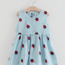 Baby Dress, Girls Cotton Cute Strawberry Print Dress Children's Sleeveless Princess Dress