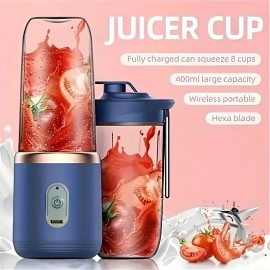 2 Cups, Portable Fruit Juicer, 1 Fruit Smoothie And Milkshake, Wireless Juicer, USB Charging Mixer For Baby Food, Gym, Home, Travel