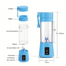 Portable USB Charging Juicer - 6 Leaf Knife Household Small Juicer for Fresh Fruit Juice on-the-go