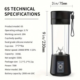 Portable USB Charging Juicer - 6 Leaf Knife Household Small Juicer for Fresh Fruit Juice on-the-go