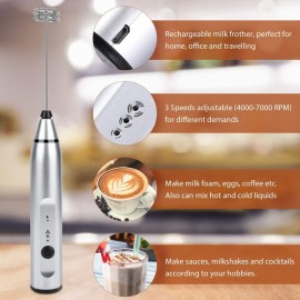 Wireless Electric Milk Frother With USB Charging - Handheld Mini Blender For Coffee, Cappuccino, And Cream - Portable Whisk Mixer With Fast Foam Technology