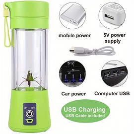 12.85oz Portable Blender, 2000mAhPersonal Mini Blender Shakes Smoothies Ice Jucier Cup USB Rechargeable Strong Power Six Blades Mixer