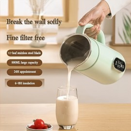 Soybean Milk Maker, Nut Milk Maker 27oz, Homemade Almond, Oat, Coconut, Soy, Or Plant Based Milks and Non-Dairy Beverages, Boil and Blend Single Servings, Stainless Steel, Self-Cleaning, Portable, Free Filtering for 1-4 Person Households