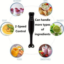 Electric Immersion Hand Blender(Black),Mixer,Chopper,Powerful 180 Watt Ice Crushing 2-Speed Control One Hand Mixer,Removable Blending Stick For Easy Cleaning.For  Purees, Smoothies,Shakes,Ivory,Soups, Sauces, Baby Food,kitchen Accessories