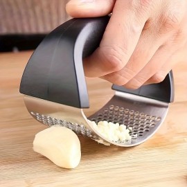 1 Manual Ring Type Garlic Masher, Manual Garlic Masher, Household Garlic Peeler, Garlic Press, Household Stainless Steel Kitchen Accessory, Easy To Use And Clean, Perfect For Chopping, Crushing, And Mashing Garlic In The Kitchen