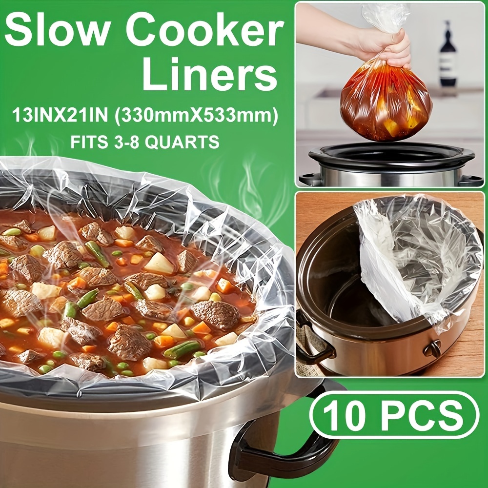 10pcs Slow Cooker Liners, Kitchen Disposable Cooking Bags, BPA Free, For Oval Or Round Pot, Size 13*21 Inches, Fit 3QT To 8QT