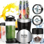 12 Pieces Bullet Personal Blender - 350W Power Base With 2 Blades, 2 Cups, 1 Mug, 1 Go Bottle, And 1 Spout Lid - BPA Free, Pulse Technology For Smoothie Making, Grinding, Mixing, And Ice Crushing - Includes 2 Comfort Mug Rings And 2 Solid Lids