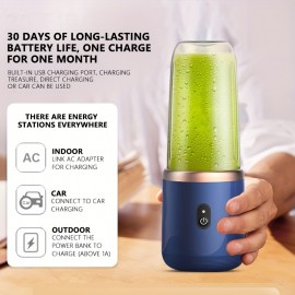 Portable USB Smoothie Blender Cup With 6 Blades - Wireless Mini Charging Fruit Squeezer And Food Mixer With Ice Crusher