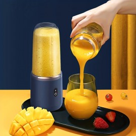 Portable USB Smoothie Blender Cup With 6 Blades - Wireless Mini Charging Fruit Squeezer And Food Mixer With Ice Crusher