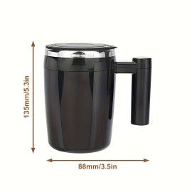 Self Stirring Mug, Rechargeable Auto Magnetic Coffee Mug Waterproof Automatic Mixing Cup For Milk/Cocoa At Office/Kitchen/Travel 14oz Best Gift - Black