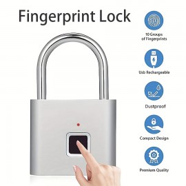 1pc Mini Smart Fingerprint Padlock, Waterproof Security Door Lock, Antitheft Keyless USB Rechargeable Lock For Suitcase Luggage Backbag