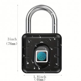 Fingerprint Smart Padlock Lock, Biometric Metal Keyless Thumbprint Lock, Waterproof, USB Rechargeable, For Gym Locker, School Locker, Luggage, Backpack, Suitcase - P04