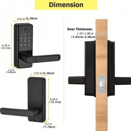 Touch Screen Half Panel Lock TTLOCK-TH04T 5-in-1 Keyless Entry Door Locks,Smart Door Lock Fingerprint Door Lock Keypad Door Lock