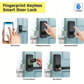 Touch Screen Half Panel Lock TTLOCK-TH04T 5-in-1 Keyless Entry Door Locks,Smart Door Lock Fingerprint Door Lock Keypad Door Lock