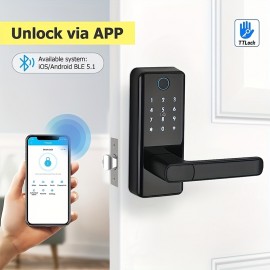 Touch Screen Half Panel Lock TTLOCK-TH04T 5-in-1 Keyless Entry Door Locks,Smart Door Lock Fingerprint Door Lock Keypad Door Lock