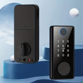 Smart Deadbolt Lock, Keyless Entry Door Lock, 5-in-1 Keyless Entry With Biometric, Key Card, TT LOCK, Black And Silvery