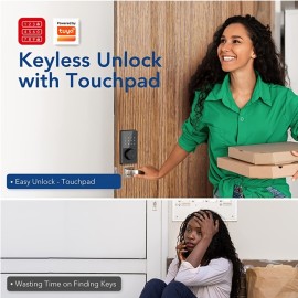 Smart Life Keyless Entry: Tuya Smart Lock With Touchscreen Keypads, IP54 Waterproof Grade, App Unlock & 50 User Codes - Secure Your Home Now!