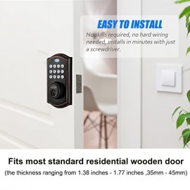 Noqiz Keyless Entry Door Lock, Smart Lock With Touchscreen Keypad, Secure Deadbolt Lock With 50 User Codes, Easy Installation, Auto Lock,Waterproof Grade IP54, Bedroom Door, Home, Apartment, M15 ORB