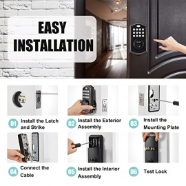 Noqiz Keyless Entry Door Lock, Smart Lock With Touchscreen Keypad, Secure Deadbolt Lock With 50 User Codes, Easy Installation, Auto Lock,Waterproof Grade IP54, Bedroom Door, Home, Apartment, M15 ORB