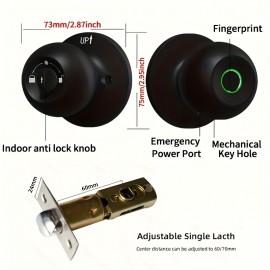 Smart Door Knob, Fingerprint Door Lock, Smart Lock Biometric Door Lock Fingerprint Door knob with tuya App Control,  Suitable for Bedroom,Cloakroom,Apartments Offices,Hotels