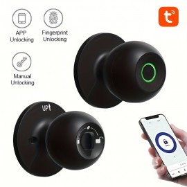 Smart Door Knob, Fingerprint Door Lock, Smart Lock Biometric Door Lock Fingerprint Door knob with tuya App Control,  Suitable for Bedroom,Cloakroom,Apartments Offices,Hotels