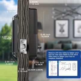 Smart Lock With Fingerprint Deadbolt - 5-in-1 Keyless Entry Door Locks With Keypads & App Remote Control, IP54 Waterproof Auto Smart Lock