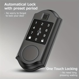 Smart Lock With Fingerprint Deadbolt - 5-in-1 Keyless Entry Door Locks With Keypads & App Remote Control, IP54 Waterproof Auto Smart Lock