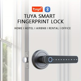 WAFU Tuya APP Fingerprint Keyless Entry Door Lock Room Door Lever Lock  Digital Electric Handle Lock For Home Hotel Office Airbnb