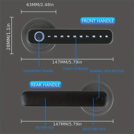 WAFU Tuya APP Fingerprint Keyless Entry Door Lock Room Door Lever Lock  Digital Electric Handle Lock For Home Hotel Office Airbnb