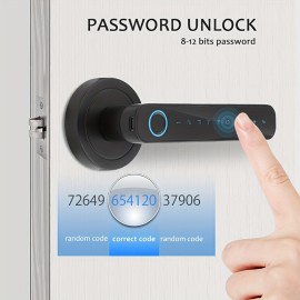 WAFU Tuya APP Fingerprint Keyless Entry Door Lock Room Door Lever Lock  Digital Electric Handle Lock For Home Hotel Office Airbnb