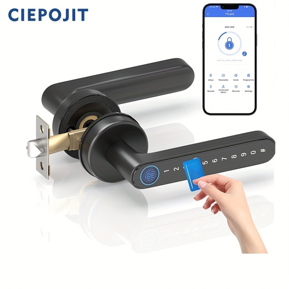 Smart Fingerprint Door Lock Waterproof Door Lock APP/Code/Key Card/Key 5-1 Unlock Way Gift For Birthday/Easter/President's Day