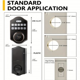 Keyless Entry Door Lock, Electronic Deadbolt With Keypad, Auto Front Door Lock, 100 Users Codes With Anti-Peeking Password, IP54 & Easy Installation Design