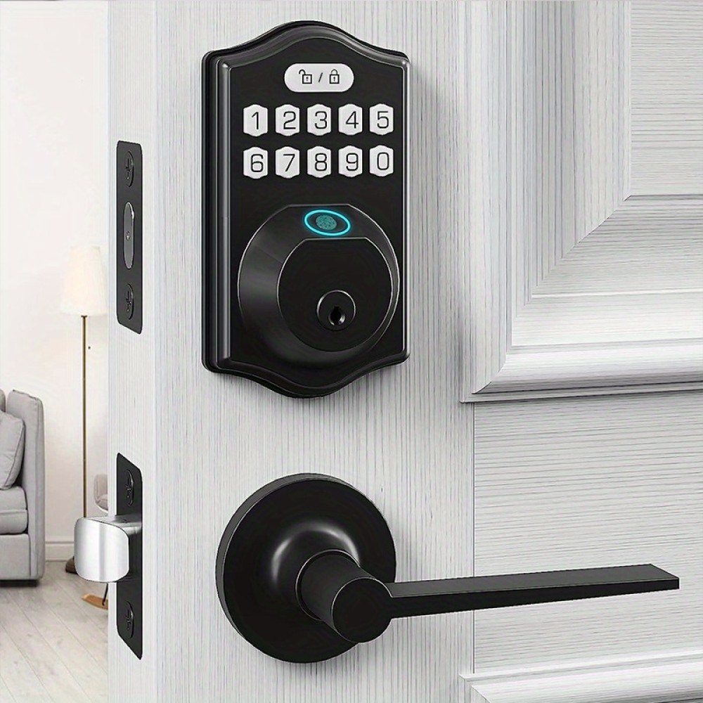 Smart Keyless Entry Door Lock With Electronic Keypad Deadbolt & Lever - Easy Installation & Auto Lock Feature For Front Door Security