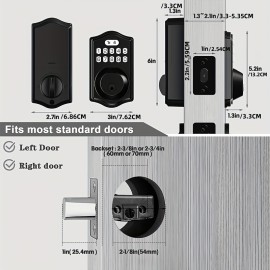 Smart Keyless Entry Door Lock With Electronic Keypad Deadbolt & Lever - Easy Installation & Auto Lock Feature For Front Door Security