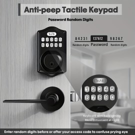 Smart Keyless Entry Door Lock With Electronic Keypad Deadbolt & Lever - Easy Installation & Auto Lock Feature For Front Door Security