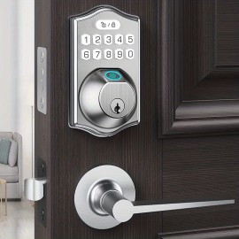 Smart Keyless Entry Door Lock With Electronic Keypad Deadbolt & Lever - Easy Installation & Auto Lock Feature For Front Door Security