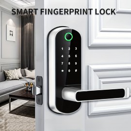 Smart 5 In 1 Door Lock With Handle Biometric Technology Storage Memory Function