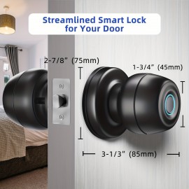 Smart Door Knob, Fingerprint Door Lock Smart Lock Biometric Door Lock Fingerprint Door Knob With App Control, Suitable For Bedroom, Cloakroom, Apartment Office, Hotel