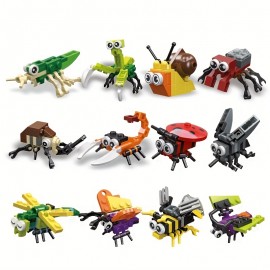 12pcs DIY Combination Assembled Small Bug Creative Building Blocks, Early Education, Educational Toys For Children