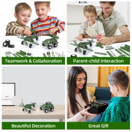 166pcs Metal Building Military Series Assembly Toys For Kids, Erector Set Military Vehicles Model, Steam Gift For Model Military Kit(No Motor), Halloween/Thanksgiving Day/Christmas gift