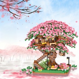 Cherry Bonsai Tree Building Sets, Mini Building Blocks Of Cherry Flowers Bonsai Tree Kit, Mini Bricks Sakura Tree House, Good Gift Choice