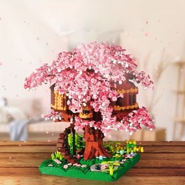 Cherry Bonsai Tree Building Sets, Mini Building Blocks Of Cherry Flowers Bonsai Tree Kit, Mini Bricks Sakura Tree House, Good Gift Choice