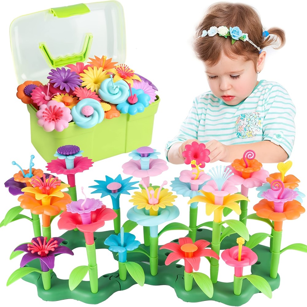 72pcs Flower Garden Building Set: STEM Educational Activity for 3-6 Year Old Boys & Girls - Arts & Crafts Toys Gifts for Preschoolers , Halloween/Thanksgiving Day/Christmas gift