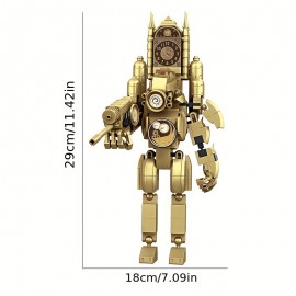 Golden Clock King, Clock Man, Toilet Man Assembly Building Blocks, Puzzle Model, Decoration Toys, Birthday Gift