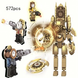 Golden Clock King, Clock Man, Toilet Man Assembly Building Blocks, Puzzle Model, Decoration Toys, Birthday Gift