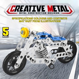 Erector Set Motorcycle, Stem Building  Toys For Kids, Metal Building Construction Model Kit, 5 Variable Multi Shape Motorbike Steam Educational Toys(139PCS), Halloween/Thanksgiving Day/Christmas gift