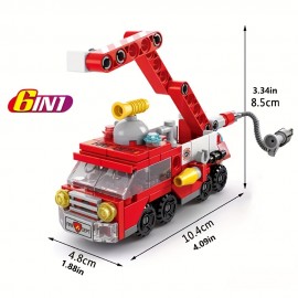 6-in-1 Fire Brigade Car Model Building Blocks Sets