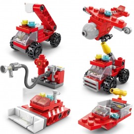 6-in-1 Fire Brigade Car Model Building Blocks Sets