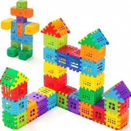 60pcs Villa Building Block Toys, House Splicing Toys, Montessori Toys, Fine Motor Skills Education, Classification And Matching, Stacked Toys, Random Colors , Halloween/Thanksgiving Day/Christmas Gift