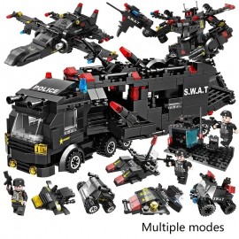 Swat Police Vehicle Robot Car Building Blocks, Children Educational Toys, Birthday Gifts For Boys Kids